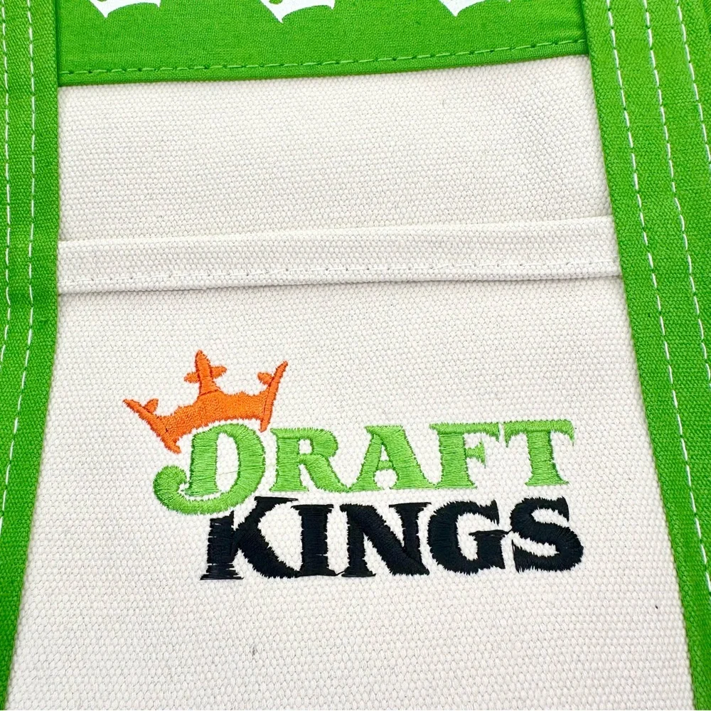 DraftKings DK Green and White Canvas Tote Bag